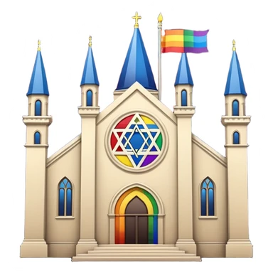 jewish synagogue temple in dark goth aesthetic style with lgbt flags sticker