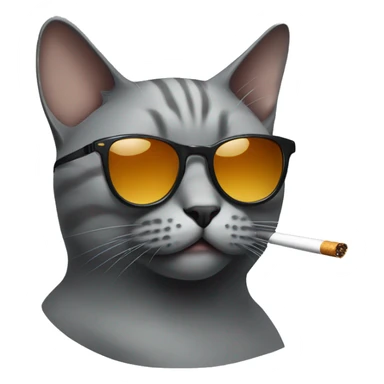 Gray cat with sunglasses smoking a cigarette  sticker