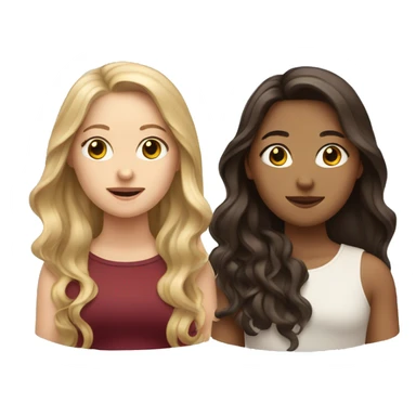 3 white girls, with HAIR: one black, one light brown, one burgundy. long HAIR down sticker