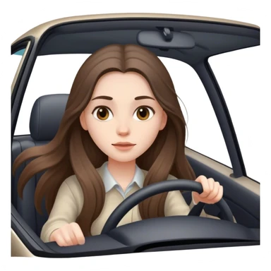 beautiful pale brunette girl with long hair driving car sticker