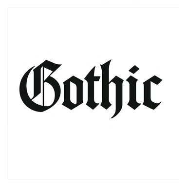 the word 'Gothic' in classic blackletter gothic calligraphy, only text, no decoration sticker