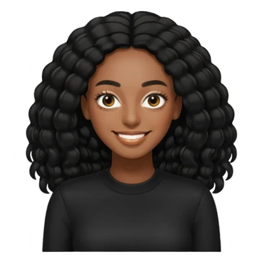 Solange, black long hair, black outfit sticker