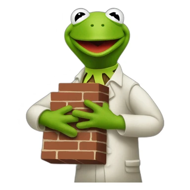 kermit frog holding brick sticker