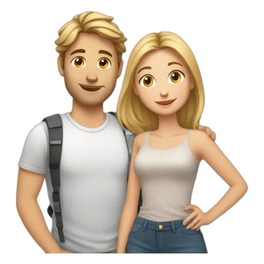 Young European Couple with cat sticker