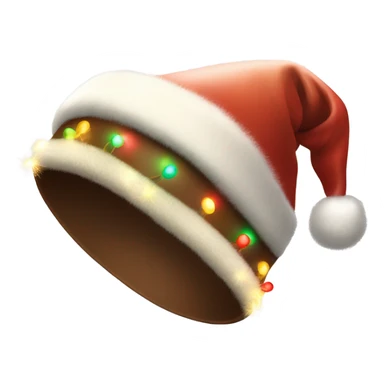 brown santa claus hat with shimmering garland sticker