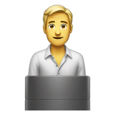 Man waiting to press button sticker