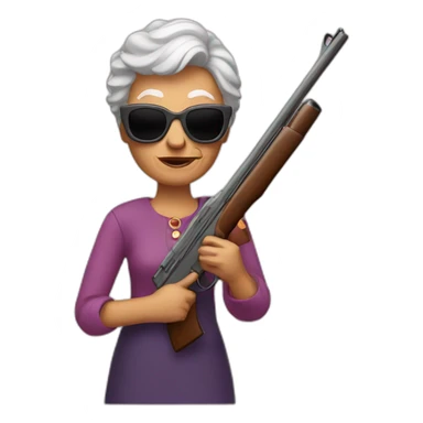 Granny with sunglasses and a shotgun sticker