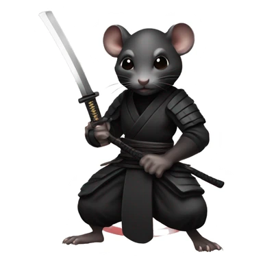 ninja black skin rat with katana sticker