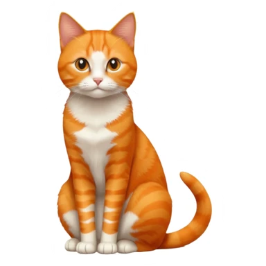 full body solid orange domestic shorthair slim cat sitting sticker