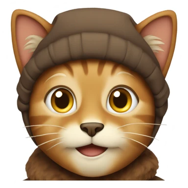 brown cat skiing  sticker