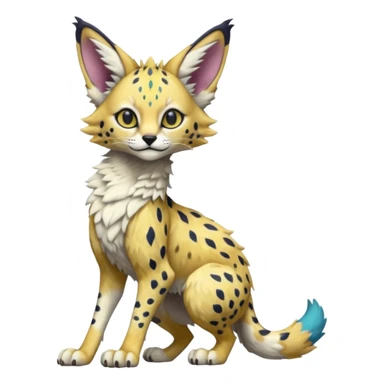 Epic complex detailed realistic aesthetic-scenic-Fakémon-Trico-Sergal-Serval-Vernid-creature sticker