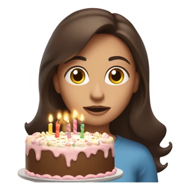 Brunette blowing out her birthday candles sticker