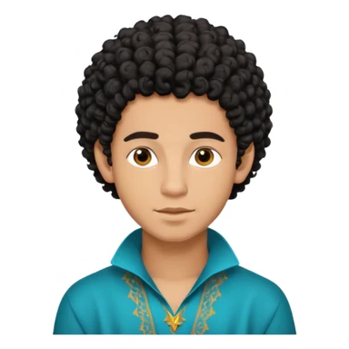Young man with black curly hair cascade Haircut and light dark skin, moroccan / amazingh race sticker
