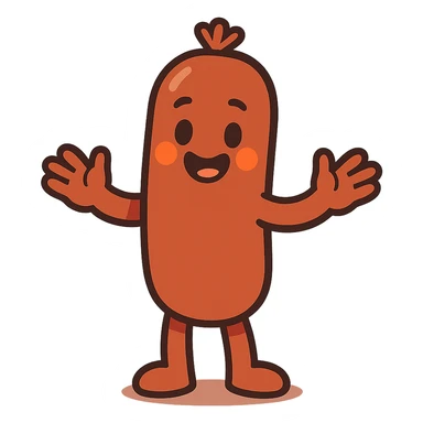 a cute, friendly sausage humanoid radiating warmth and affection sticker