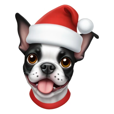 boston terrier with a santa hat sticker