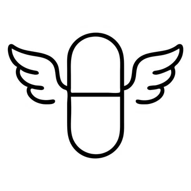 Medicine pill or capsule with wings flying sticker
