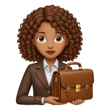 brown curly/wavy haired woman holding a briefcase  sticker