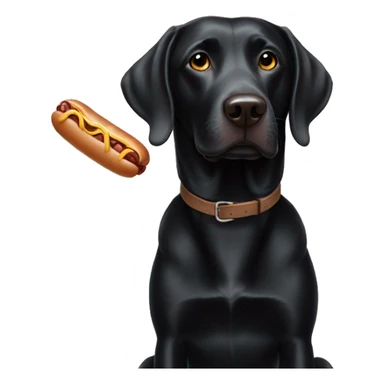 Black lab playing with weiner dog sticker