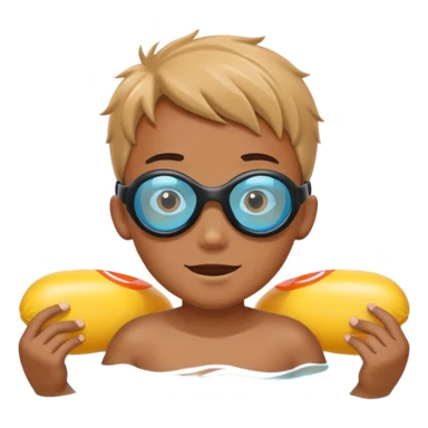 Boy wearing swim goggles and floaties  sticker