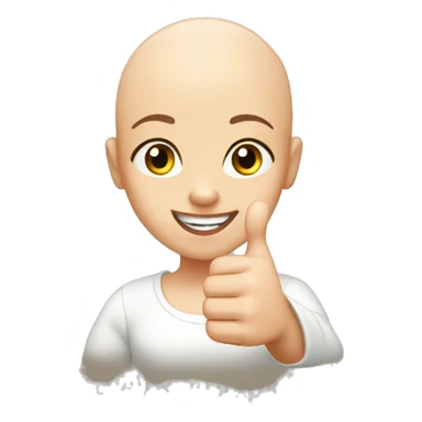 bald girl with thumb up sticker