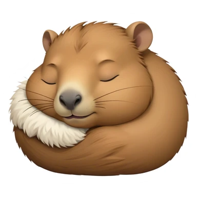 Meme-Worthy Cute Sleeping Capybara Portrait Emoji, Head resting peacefully with a contented smile, showcasing luxuriously soft, fluffy fur and a characteristic capybara head with a broad snout and small, gentle ears, with eyes gently closed in serene slumber, Simplified yet hilariously adorable features, highly detailed, glowing with a soft, drowsy natural light, high shine, relaxed and utterly lovable, stylized with an air of playful laziness, bright and heartwarming, soft glowing outline, capturing the essence of a sleeping capybara that feels destined to become the next viral sensation of adorable rest! sticker