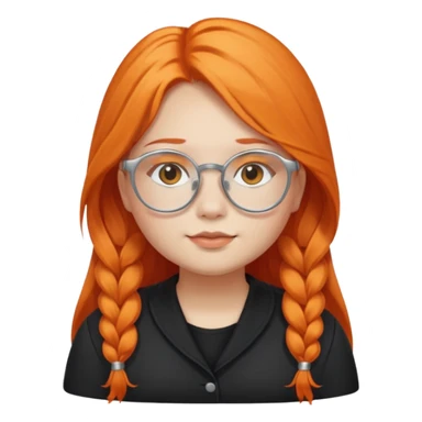 girl with chubby cheeks, long orange hair, and silver glasses. Black clothes sticker