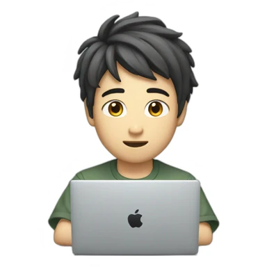 shinji with mac laptop sticker