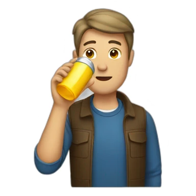 man drinking bottle sticker