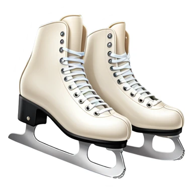 An icon showing a pair of elegant figure skates placed on the smooth, sparkling ice of a grand ice arena. The rink is surrounded by cheering spectators and soft arena lights, creating a beautiful, dynamic atmosphere. Transparent background highlights the grace and beauty of figure skating. sticker