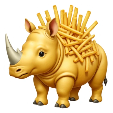 A rhinoceros made out of French fries  sticker