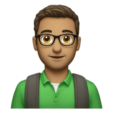 Arab gay man with glasses holding and brown hair wearing green sticker