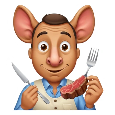 Man with big nose eating steak sticker