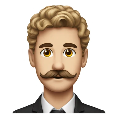 handsome mustached boy portrait with Charlie Chapman mustache  sticker