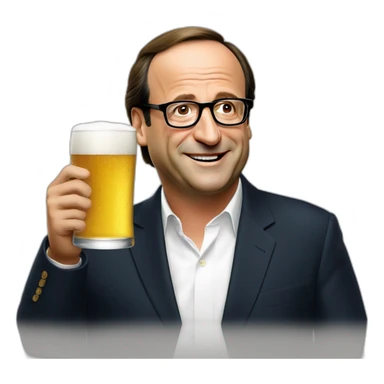 François Hollande drinking a beer sticker