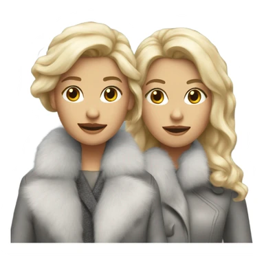 Two blondies with white skin in grey fur coats  sticker