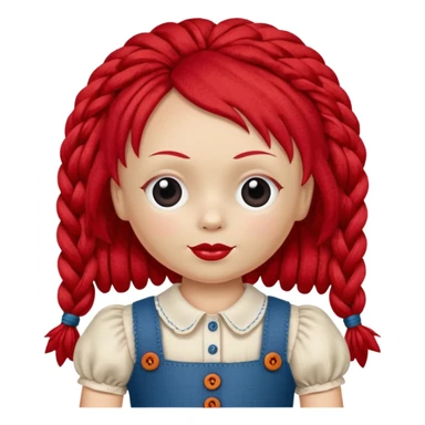 rag doll with button eyes red hair sticker