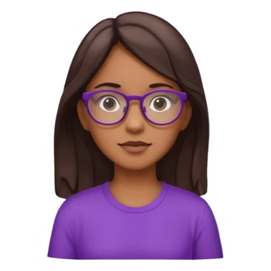Chica de pelo moreno con gafas, lleva camisa violeta. Piel morena clara. Con Torre de Hércules de la Coruña detrás sticker