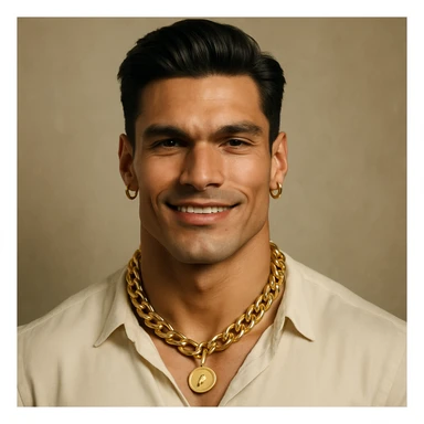 Transform the image into a giga chad style with a strong jawline and confident expression. Use only natural skin tones and realistic features, avoiding any gray colors or shades. Keep the look playful and cool without cartoonish exaggeration, aiming for a realistic appearance. sticker