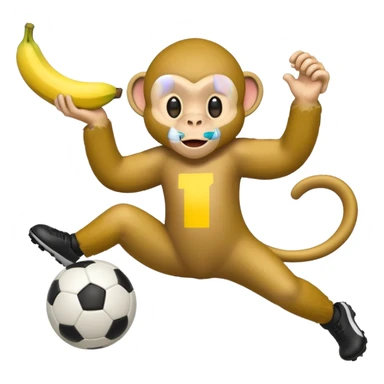 Quiero hacer a un mono jugando futbol y un plátano en la mano sticker