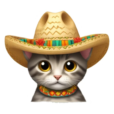 a kitten wearing a sombrero  sticker