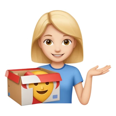 Smiling girl holding a box in her hand sticker