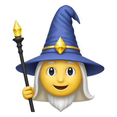 Einen Gelben Emoji mit zauber hut und schwartz weißen zauberstab sticker