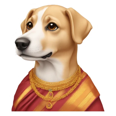 A dog wearing a saari sticker