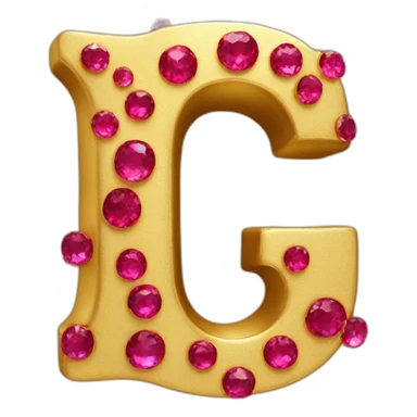 3d gold letter G with rubies sticker