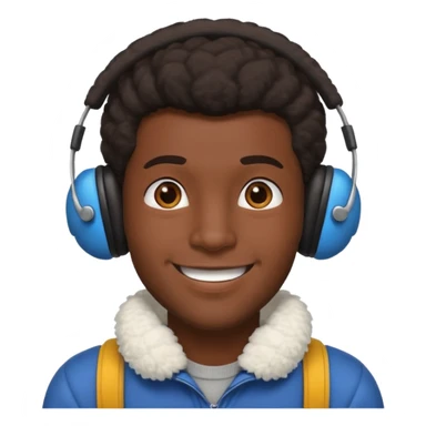 dark skin man wearing earmuff sticker