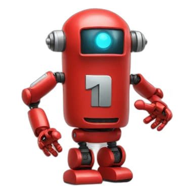 red robot pointing up number 10 sticker