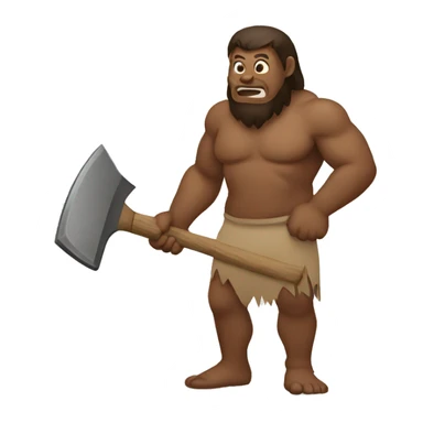 primitive man holding a hatchet sticker