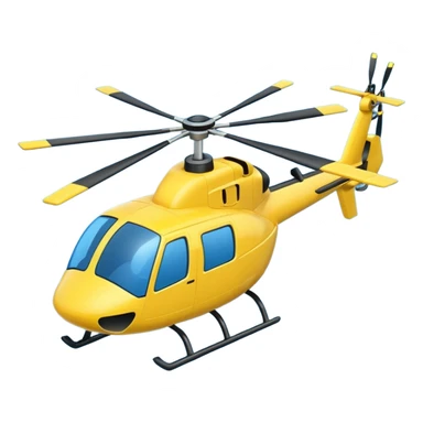 Cartoon-style helicopter, simple and colorful design, white background, emoji style sticker