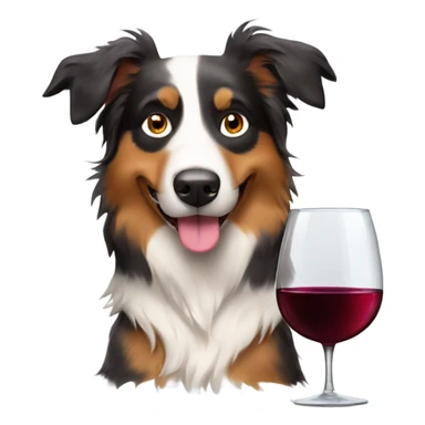 Australian shepherd dog with glass of wine sticker