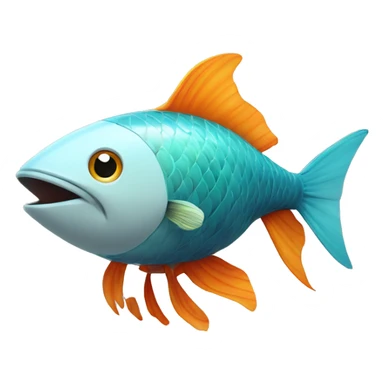 fish with a rocketship engine blasting off seamlessly integrated into its tail sticker